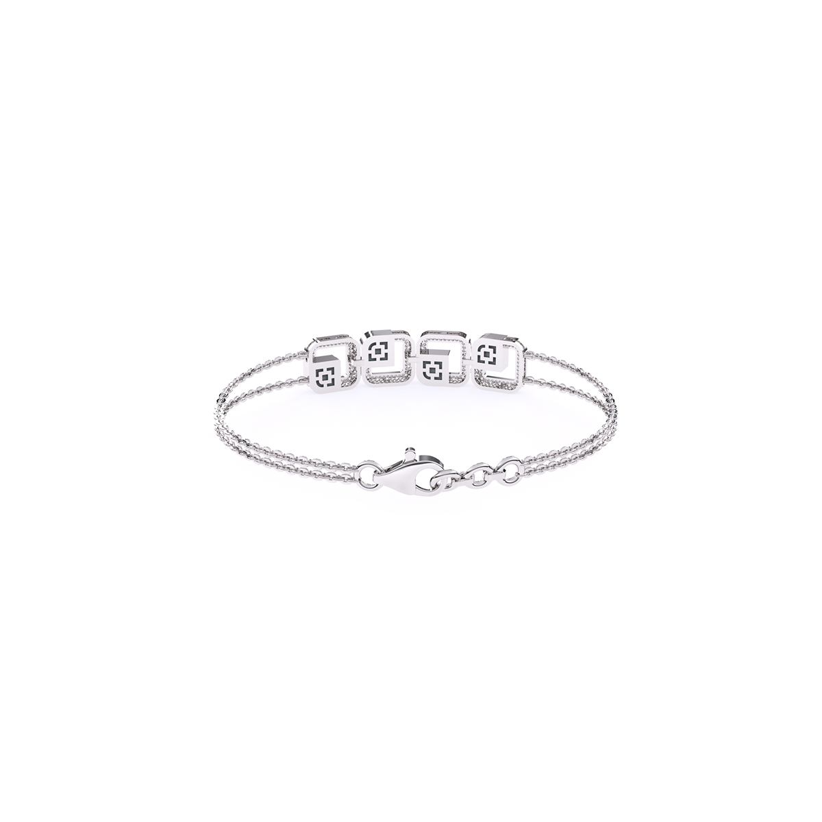 Unique Four Square Swastika Lab Grown Diamond bracelet